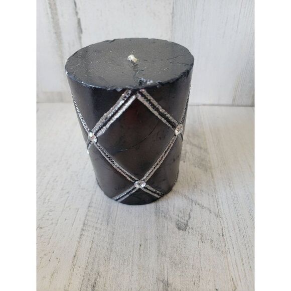 Halloween black candle gem silver patterned home decor - Picture 1 of 5